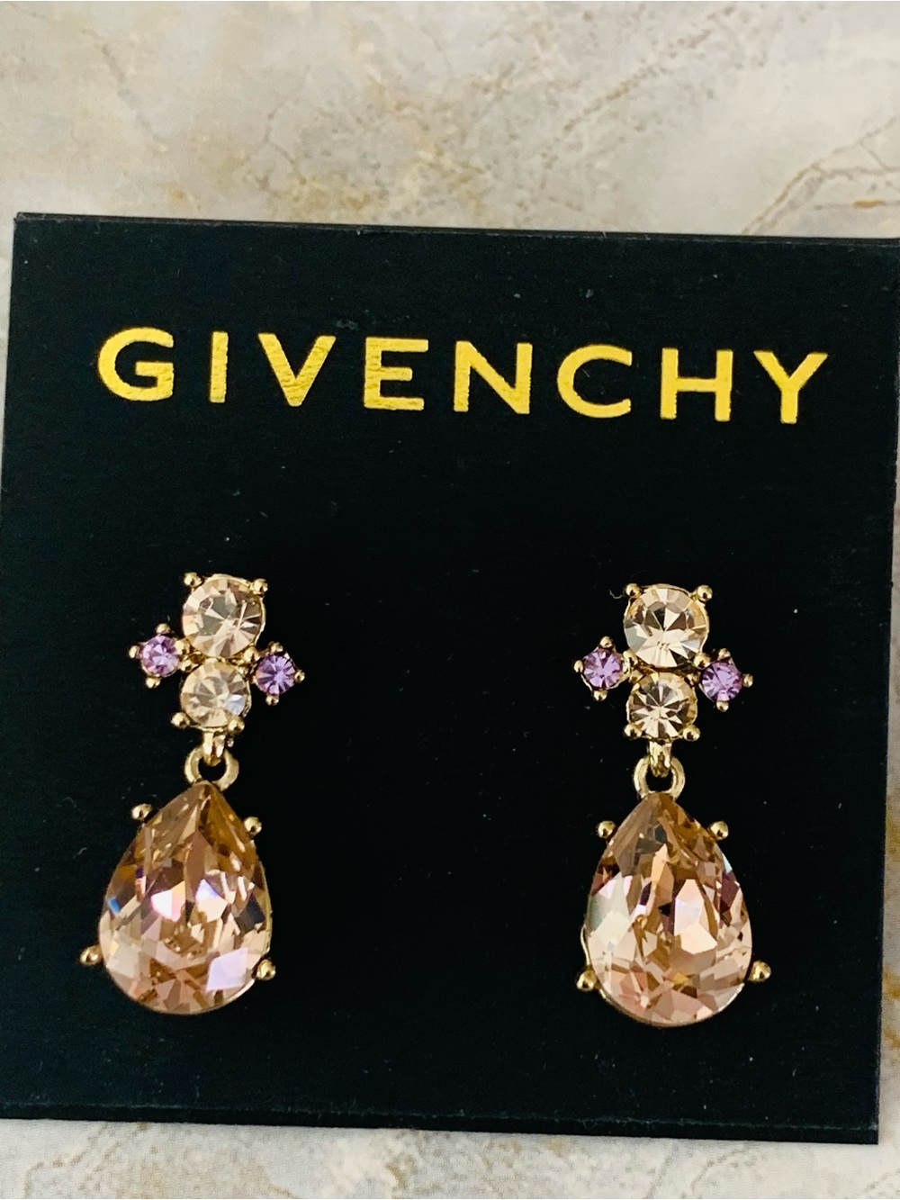 Givenchy Crystal Teardrop Dangle Earrings